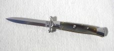 NEW OLD STOCK 1980's ITALIAN STILETTO 9" GENUINE BRAZILIAN HORN SWING GUARD LOCK BACK 
