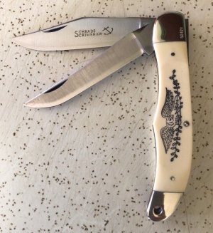 VINTAGE SCHRADE SCRIMSHAW USA 260SC FOLDING HUNTER/POCKET KNIFE/NOS/1st x OUT OF THE BOX