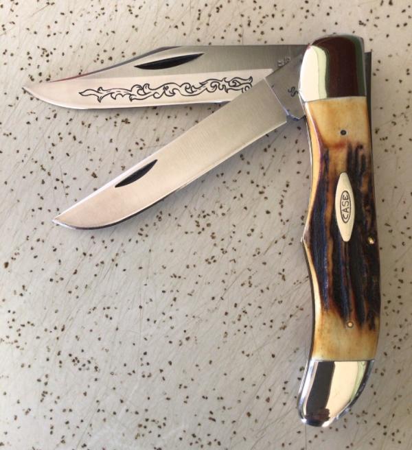 VINTAGE STAG CASE XX 5265 1977 BLUE SCROLL FOLDING HUNTER/POCKET KNIFE VINTAGE STAG CASE XX 5265 1977 BLUE SCROLL FOLDING HUNTER/POCKET KNIFE