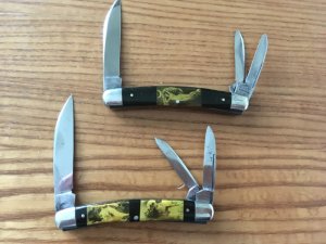 2 Congress Whittlers N.C.Co. Novelty Cutlery Co Canton, Ohio Vintage Pin Up Art