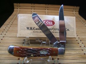 CASEXX 6207 MINI TRAPPER POCKET KNIFE CHESTNUT BROWN JIGGED BONE SCALES VINT. 1999 NEW MINT IN BOX  