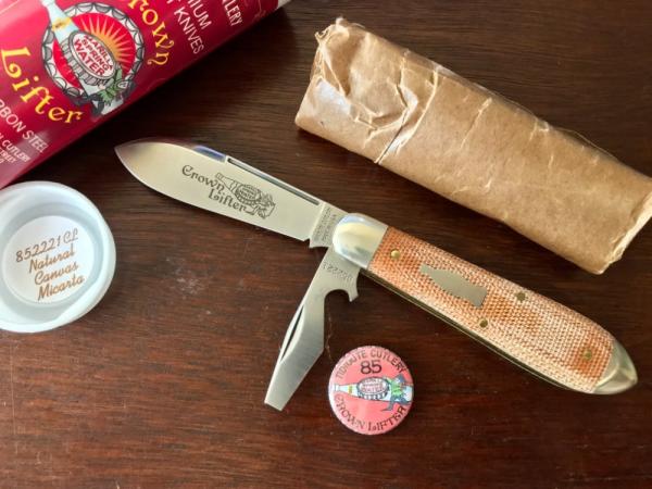 Great Eastern Cutlery Tidioute #852221CL Crown Lifter, Natural Canvas Micarta Handle, New (GEC 85) Great Eastern Cutlery Tidioute #852221CL Crown Lifter, Natural Canvas Micarta Handle, New (GEC 85)