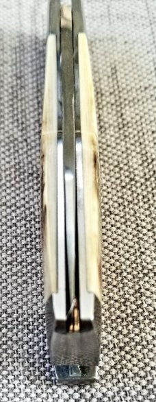 Bobby Toole Custom Mammoth ivory Taillock Knife,CPM-154 ,3 3/4..bolsters & caps..glass like scales