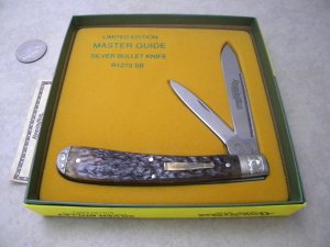 Remington UMC USA 1995 Genuine Bone R1273 Engraved Silver Bullet Master Guide Knife in Box