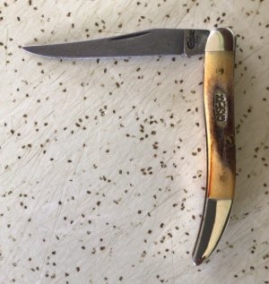 VINTAGE STAG CASE XX 1999 510096 D SMALL TEXAS TOOTHPICK POCKET KNIFE/NOS/ “DAMASCUS BLADE”/ “SWEET”