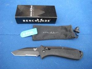 Discontinued Benchmade 5300SBK AUTO Presidio Tanto 3.44" Black Combo Blade, Aluminum Handles Box +