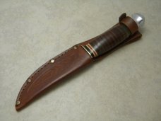Ka-Bar USA 1233 Stacked Leather Fixed Blade Sheath Knife Ka-Bar USA 1233 Stacked Leather Fixed Blade Sheath Knife