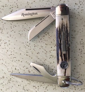 VINTAGE STAG REMINGTON USA R-4243 KEYSTONE BLADE ASSOC. CAMP BULLET KNIFE/NOS/“RARE,BIG & BEAUTIFUL