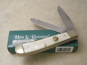 Hen and Rooster Bertram Cutlery Solingen Germany Stag 312-MOP Trapper Knife in Box