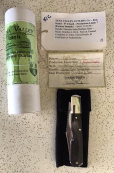 TUNA VALLEY CUTLERY CO 2014 INDIAN BUFFALO HORN FISH SCALER/BARLOW STYLE KNIFE/NOS/1 of A KIND/“MINT TUNA VALLEY CUTLERY CO 2014 INDIAN BUFFALO HORN FISH SCALER/BARLOW STYLE KNIFE/NOS/1 of A KIND/“MINT