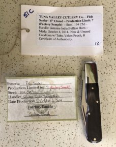 TUNA VALLEY CUTLERY CO 2014 INDIAN BUFFALO HORN FISH SCALER/BARLOW STYLE KNIFE/NOS/1 of A KIND/“MINT TUNA VALLEY CUTLERY CO 2014 INDIAN BUFFALO HORN FISH SCALER/BARLOW STYLE KNIFE/NOS/1 of A KIND/“MINT