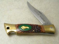 Camillus NY USA # 11 Delrin 14kt Gold Plated American Wildlife Lockback Knife NIB