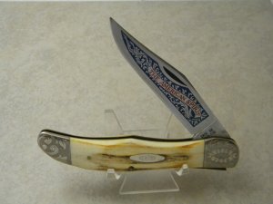 Case XX Stainless USA 1976 Stag 5165 Scrolled The American Spirit Bicentennial Folding Hunter Knife