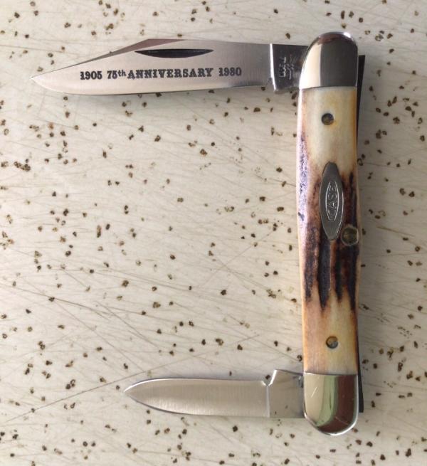 VINTAGE STAG CASE XX 5208 1980 75th ANNIVERSARY HALF WHITTLER POCKET KNIFE/ BEAUTIFUL PIECE VINTAGE STAG CASE XX 5208 1980 75th ANNIVERSARY HALF WHITTLER POCKET KNIFE/ BEAUTIFUL PIECE