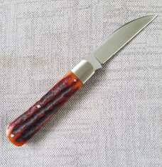 Jeffrey Mitchell custom Amber Stag Swayback knife, CPM-154, 3.75 inches jeweled liners Jeffrey Mitchell custom Amber Stag Swayback knife, CPM-154, 3.75 inches jeweled liners
