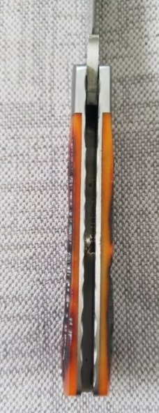 Jeffrey Mitchell custom Amber Stag Swayback knife, CPM-154, 3.75 inches jeweled liners Jeffrey Mitchell custom Amber Stag Swayback knife, CPM-154, 3.75 inches jeweled liners