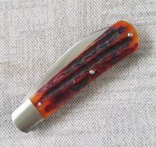 Jeffrey Mitchell custom Amber Stag Swayback knife, CPM-154, 3.75 inches jeweled liners Jeffrey Mitchell custom Amber Stag Swayback knife, CPM-154, 3.75 inches jeweled liners