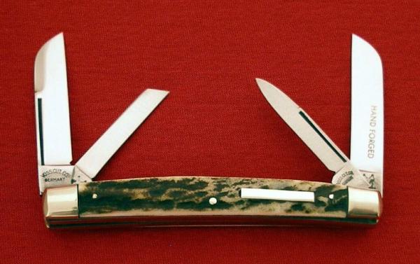 VOSS CUT CO Germany KISSING CRANE Prime Stag CONGRESS 4-Blade HAND FORGED Knife 1960/1970 Vintage VOSS CUT CO Germany KISSING CRANE Prime Stag CONGRESS 4-Blade HAND FORGED Knife 1960/1970 Vintage