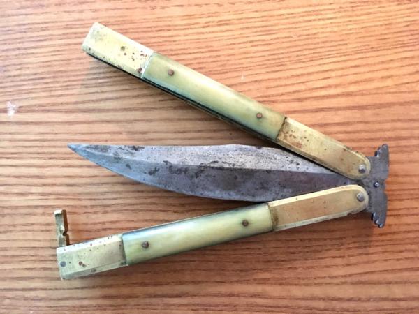 Vintage Brass Balisong Butterfly Knife Probably 50&#39;s Philippines 