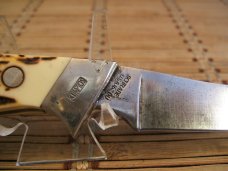 SCHRADE USA 162 DU WOLVERINE HIGH CARBON STEEL VINTAGE FIXED BLADE HUNTING KNIFE WITH STAGLON SCALES SCHRADE USA 162 DU WOLVERINE HIGH CARBON STEEL VINTAGE FIXED BLADE HUNTING KNIFE WITH STAGLON SCALES