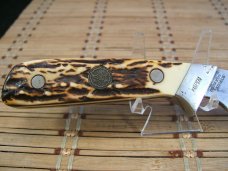 SCHRADE USA 162 DU WOLVERINE HIGH CARBON STEEL VINTAGE FIXED BLADE HUNTING KNIFE WITH STAGLON SCALES SCHRADE USA 162 DU WOLVERINE HIGH CARBON STEEL VINTAGE FIXED BLADE HUNTING KNIFE WITH STAGLON SCALES