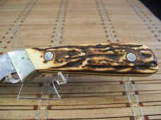 SCHRADE USA 162 DU WOLVERINE HIGH CARBON STEEL VINTAGE FIXED BLADE HUNTING KNIFE WITH STAGLON SCALES SCHRADE USA 162 DU WOLVERINE HIGH CARBON STEEL VINTAGE FIXED BLADE HUNTING KNIFE WITH STAGLON SCALES