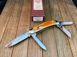 Schatt and Morgan 19th Anniversary Series 4 Blade Sowbelly Smooth Antique Autumn Bone NICE!