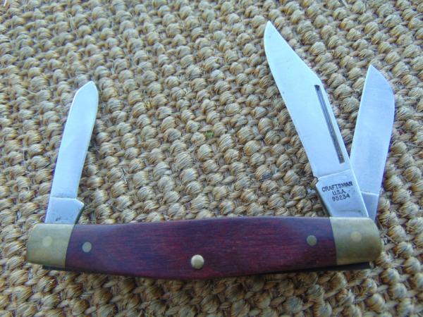 Vintage Craftsman USA 95234 Pocket Knife Wood Handle - 3 Blade - 3 5/16” Closed Vintage Craftsman USA 95234 Pocket Knife Wood Handle - 3 Blade - 3 5/16” Closed