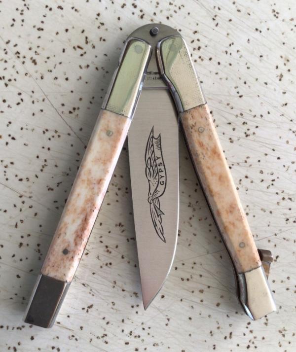 VINTAGE SMOOTH BONE/STAG PARKER CUT CO JAPAN “GYPSY” BUTTERFLY KNIFE / NOS/ BEAUTIFUL PIECE VINTAGE SMOOTH BONE/STAG PARKER CUT CO JAPAN “GYPSY” BUTTERFLY KNIFE / NOS/ BEAUTIFUL PIECE