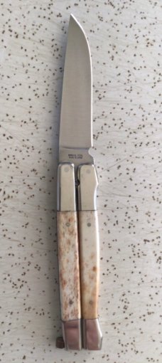 VINTAGE SMOOTH BONE/STAG PARKER CUT CO JAPAN “GYPSY” BUTTERFLY KNIFE / NOS/ BEAUTIFUL PIECE VINTAGE SMOOTH BONE/STAG PARKER CUT CO JAPAN “GYPSY” BUTTERFLY KNIFE / NOS/ BEAUTIFUL PIECE