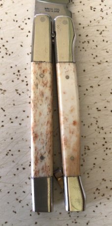 VINTAGE SMOOTH BONE/STAG PARKER CUT CO JAPAN “GYPSY” BUTTERFLY KNIFE / NOS/ BEAUTIFUL PIECE VINTAGE SMOOTH BONE/STAG PARKER CUT CO JAPAN “GYPSY” BUTTERFLY KNIFE / NOS/ BEAUTIFUL PIECE