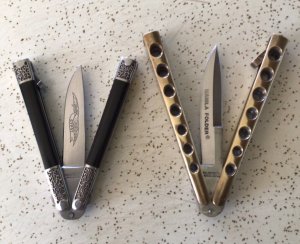VINTAGE TAYLOR SETO JAPAN “MANILA FOLDER” & PARKER CUT CO JAPAN “ GYPSY” BUTTERFLY KNIVES