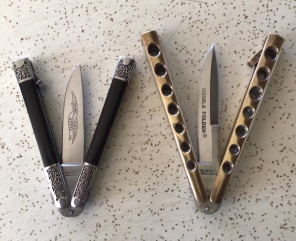 VINTAGE TAYLOR SETO JAPAN “MANILA FOLDER” & PARKER CUT CO JAPAN “ GYPSY” BUTTERFLY KNIVES VINTAGE TAYLOR SETO JAPAN “MANILA FOLDER” & PARKER CUT CO JAPAN “ GYPSY” BUTTERFLY KNIVES