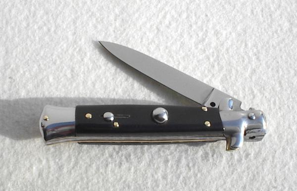 FRANK BELTRAME 8&#34; COLTELLERIE ITALY BLACK ACRYLIC FLAT GRIND STILETTO - MINT 