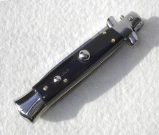 FRANK BELTRAME 8&#34; COLTELLERIE ITALY BLACK ACRYLIC FLAT GRIND STILETTO - MINT 