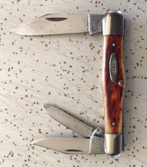 VINTAGE RED BONE/STAG CASE XX 1965-1969 5383 WHITTLER POCKET KNIFE 