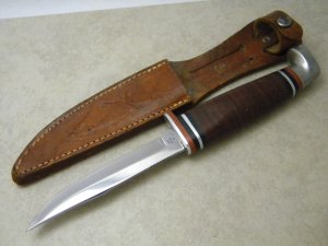 Case XX USA 1965-69 Stacked Leather 3 FINN Fixed Blade Sheath Knife