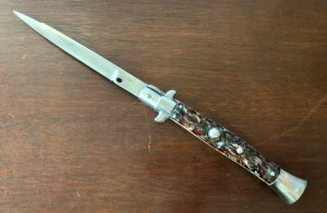 Vintage Spanish Stiletto Switchblade, 11 Inch, Marked "J.B. INOX", Working Safety, Used 