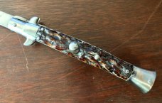 Vintage Spanish Stiletto Switchblade, 11 Inch, Marked "J.B. INOX", Working Safety, Used Vintage Spanish Stiletto Switchblade, 11 Inch, Marked "J.B. INOX", Working Safety, Used