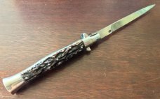 Vintage Spanish Stiletto Switchblade, 11 Inch, Marked "J.B. INOX", Working Safety, Used Vintage Spanish Stiletto Switchblade, 11 Inch, Marked "J.B. INOX", Working Safety, Used