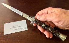 Vintage Spanish Stiletto Switchblade, 11 Inch, Marked "J.B. INOX", Working Safety, Used Vintage Spanish Stiletto Switchblade, 11 Inch, Marked "J.B. INOX", Working Safety, Used