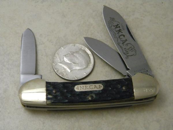 Rodgers Wostenholm England 1978 NKCA Club Knife Bone 3 Blade Canoe