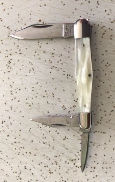 ANTIQUE/VINTAGE CASE TESTED XX  YELLOW MOTHER OF PEARL WHITTLER POCKET KNIFE 