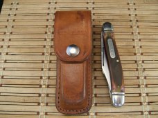 SCHRADE USA OLD TIMER 858 LUMBERJACK STOCKMAN VINT. LARGE TRIPLE BLADE FOLDING POCKET KNIFE & SHEATH SCHRADE USA OLD TIMER 858 LUMBERJACK STOCKMAN VINT. LARGE TRIPLE BLADE FOLDING POCKET KNIFE & SHEATH