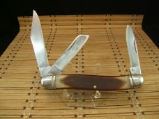 SCHRADE USA OLD TIMER 858 LUMBERJACK STOCKMAN VINT. LARGE TRIPLE BLADE FOLDING POCKET KNIFE & SHEATH SCHRADE USA OLD TIMER 858 LUMBERJACK STOCKMAN VINT. LARGE TRIPLE BLADE FOLDING POCKET KNIFE & SHEATH