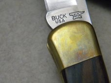 Buck USA Model 110 Wood Folding Hunter 50th Anniversary Lockback Knife & Pouch - 2002