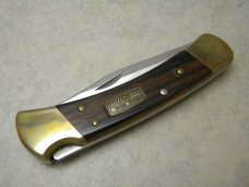 Buck USA Model 110 Wood Folding Hunter 50th Anniversary Lockback Knife & Pouch - 2002