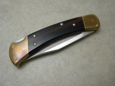 Buck USA Model 110 Wood Folding Hunter 50th Anniversary Lockback Knife & Pouch - 2002