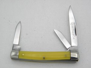 Queen Cutlery #34  Amber Handled Stockman:  2 5/8” closed, 1960s,