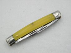 Queen Cutlery #34 Amber Handled Stockman: 2 5/8” closed, 1960s, Queen Cutlery #34 Amber Handled Stockman: 2 5/8” closed, 1960s,